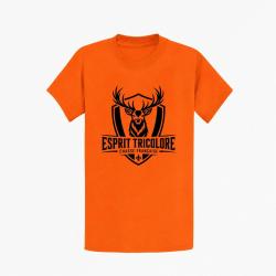 T-shirt Chasse Esprit tricolore Cerf fran?ais Orange