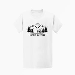 T-shirt Chasse Esprit sauvage Cerf des montagnes Blanc