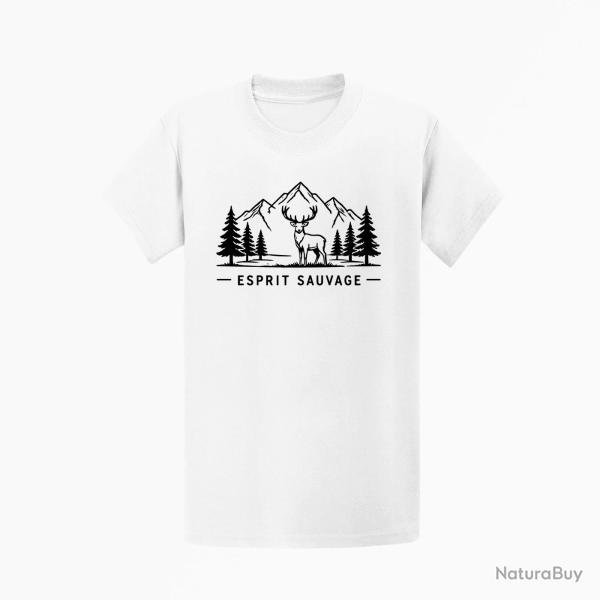 T-shirt Chasse Esprit sauvage Cerf des montagnes Blanc