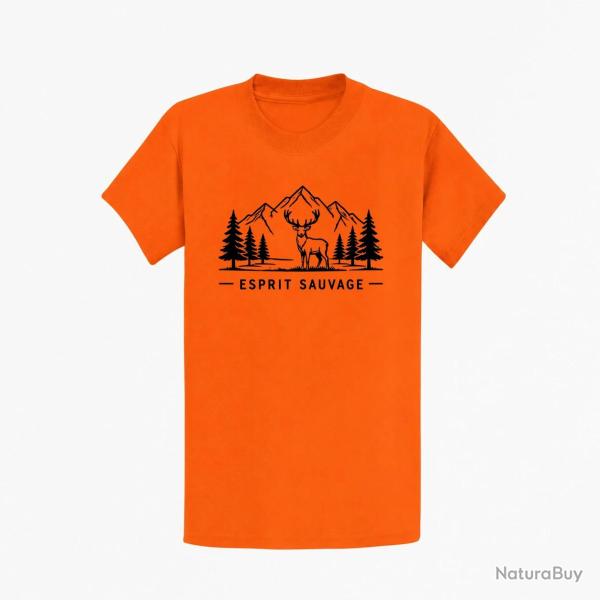 T-shirt Chasse Esprit sauvage Cerf des montagnes Orange