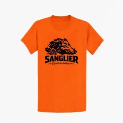 T-shirt Chasse Esprit de battue Sanglier sauvage Orange