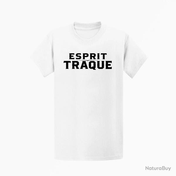 T-shirt Chasse Esprit traque Typographie Blanc