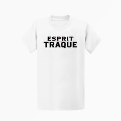 T-shirt Chasse Esprit traque Typographie Blanc / Orange