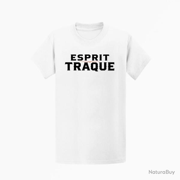 T-shirt Chasse Esprit traque Typographie Blanc / Orange