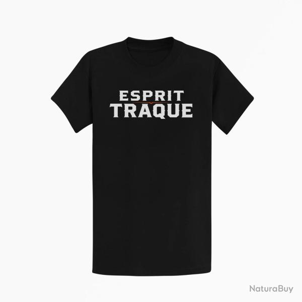 T-shirt Chasse Esprit traque Typographie Noir / Orange