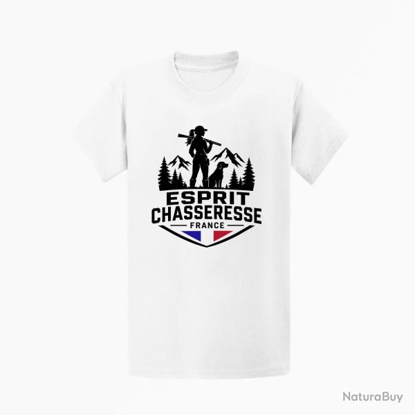 T-shirt Chasse Esprit chasseresse For?t fran?aise Blanc / Tricolore