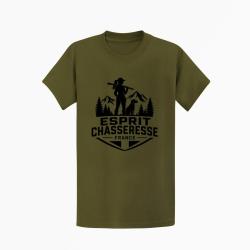 T-shirt Chasse Esprit chasseresse For?t fran?aise Kaki / Noir