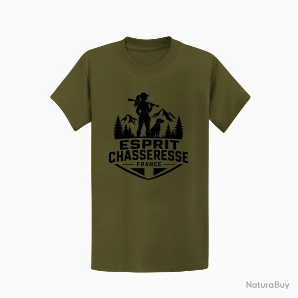 T-shirt Chasse Esprit chasseresse For?t fran?aise Kaki / Noir