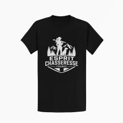 T-shirt Chasse Esprit chasseresse For?t fran?aise Noir