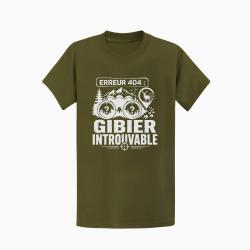 T-shirt Chasse Erreur 404 Gibier introuvable Kaki / Blanc