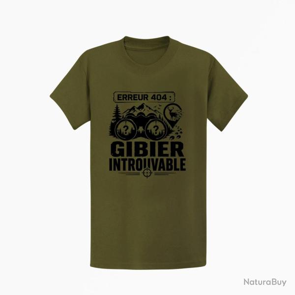 T-shirt Chasse Erreur 404 Gibier introuvable Kaki / Noir