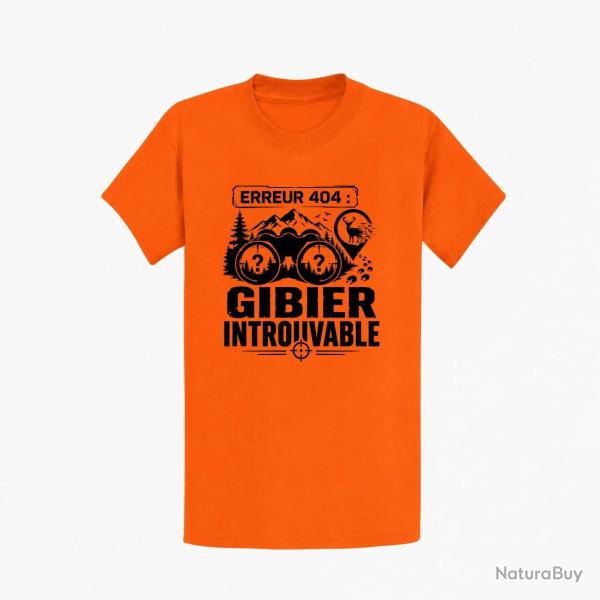 T-shirt Chasse Erreur 404 Gibier introuvable Orange