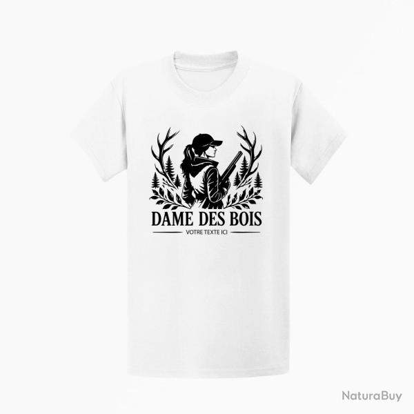 T-shirt Chasse Dame des bois Personnalisable Blanc