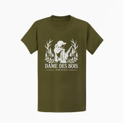 T-shirt Chasse Dame des bois Personnalisable Kaki / Blanc