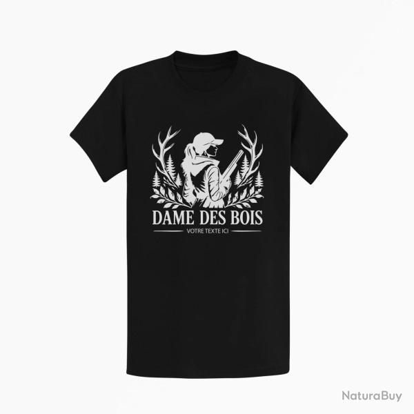 T-shirt Chasse Dame des bois Personnalisable Noir