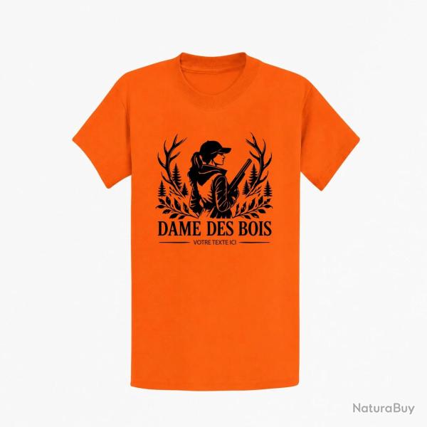 T-shirt Chasse Dame des bois Personnalisable Orange