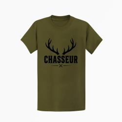 T-shirt Chasse Chasseur Bois de cerf crois?s Kaki / Noir