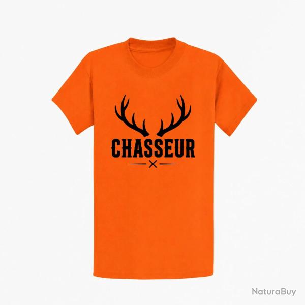 T-shirt Chasse Chasseur Bois de cerf crois?s Orange
