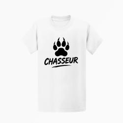 T-shirt Chasse Chasseur Empreinte canine Blanc