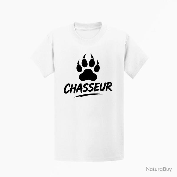 T-shirt Chasse Chasseur Empreinte canine Blanc