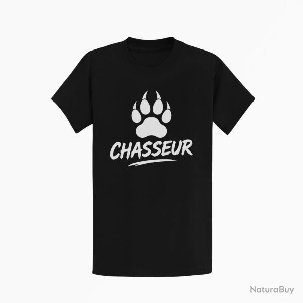 T-shirt Chasse Chasseur Empreinte canine Noir