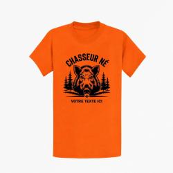 T-shirt Chasse Chasseur n? Sanglier personnalisable Orange