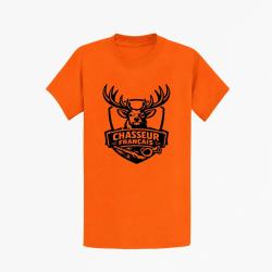 T-shirt Chasse Chasseur fran?ais Cerf et fusil Orange