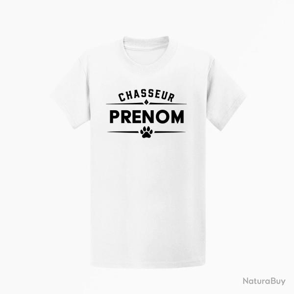 T-shirt Chasse Chasseur pr?nom Personnalisable Blanc
