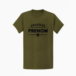 T-shirt Chasse Chasseur pr?nom Personnalisable Kaki / Noir