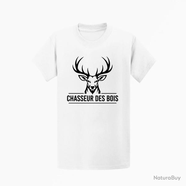 T-shirt Chasse Chasseur des bois Cerf Blanc