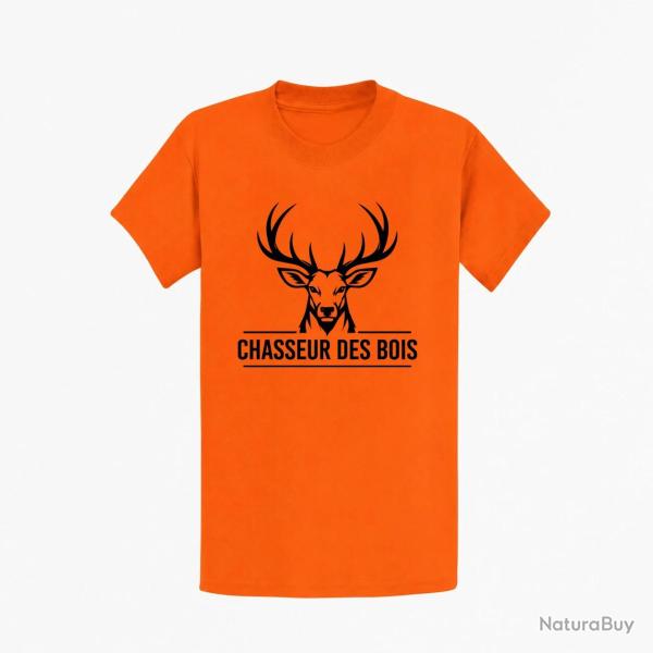 T-shirt Chasse Chasseur des bois Cerf Orange