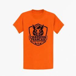 T-shirt Chasse Chasseur fran?ais Blason sanglier Orange