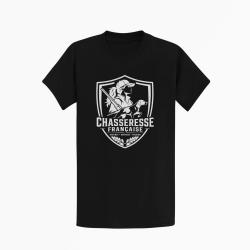 T-shirt Chasse Chasseresse fran?aise Blason Noir