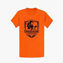 T-shirt Chasse Chasseresse fran?aise Blason Orange