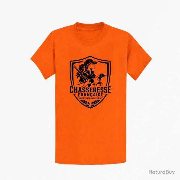 T-shirt Chasse Chasseresse fran?aise Blason Orange