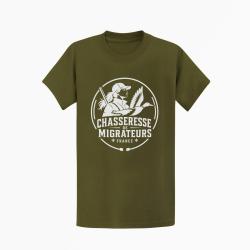 T-shirt Chasse Chasseresse de migrateurs Canard Kaki / Blanc