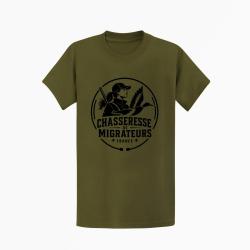 T-shirt Chasse Chasseresse de migrateurs Canard Kaki / Noir