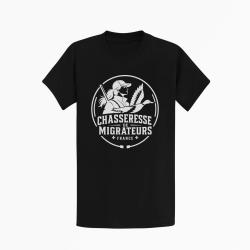 T-shirt Chasse Chasseresse de migrateurs Canard Noir