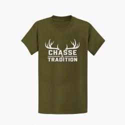 T-shirt Chasse Chasse et tradition Panache Kaki / Blanc