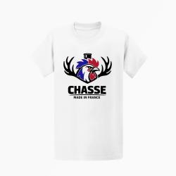 T-shirt Chasse Chasse fran?aise Cerf tricolore Blanc / Tricolore