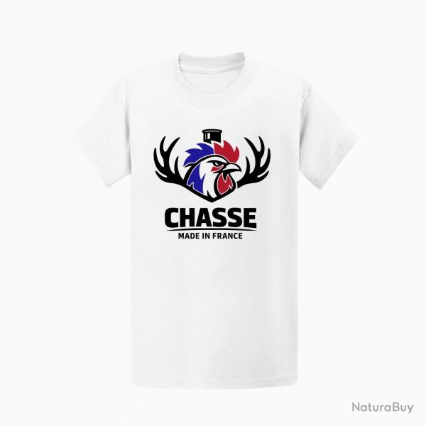 T-shirt Chasse Chasse fran?aise Cerf tricolore Blanc / Tricolore