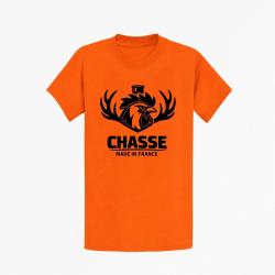 T-shirt Chasse Chasse fran?aise Cerf tricolore Orange
