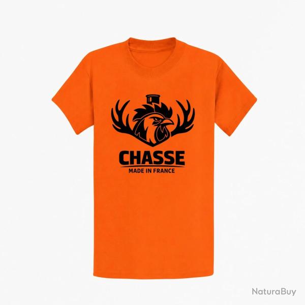 T-shirt Chasse Chasse fran?aise Cerf tricolore Orange