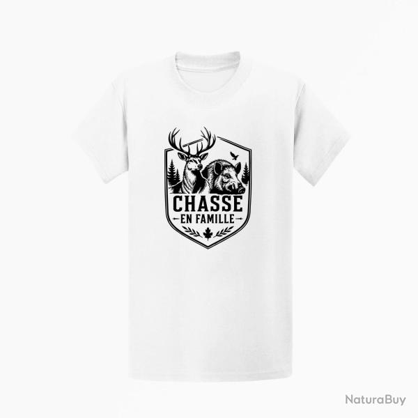 T-shirt Chasse Chasse en famille Grand gibier Blanc