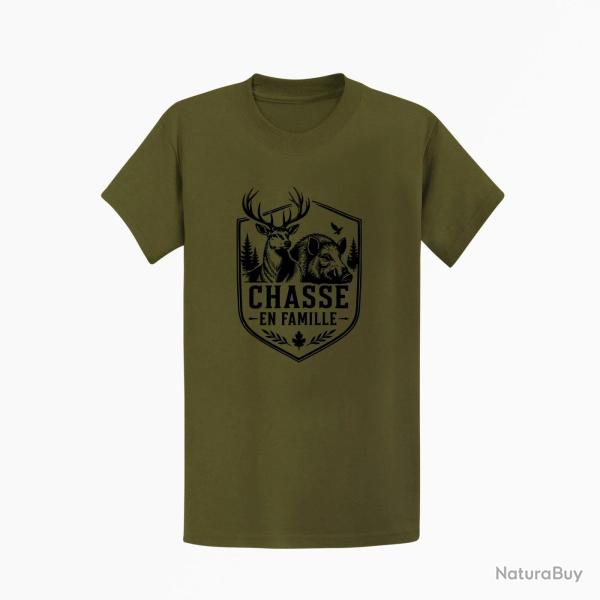 T-shirt Chasse Chasse en famille Grand gibier Kaki / Noir