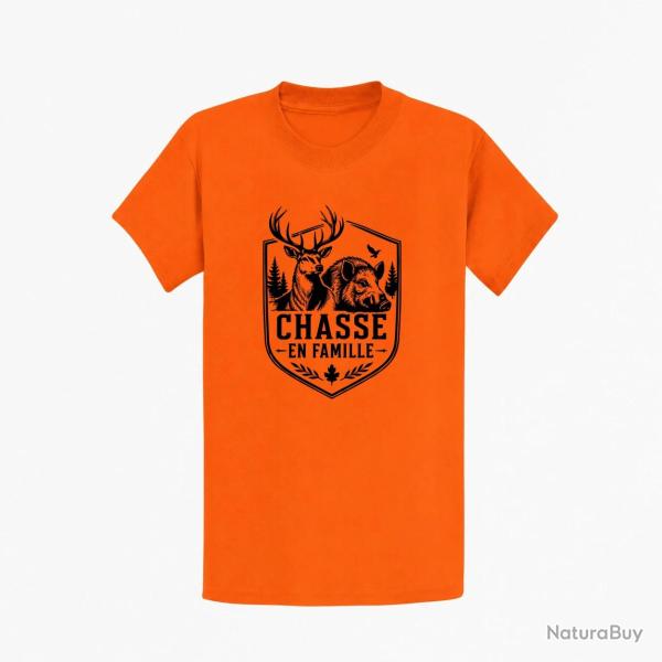 T-shirt Chasse Chasse en famille Grand gibier Orange
