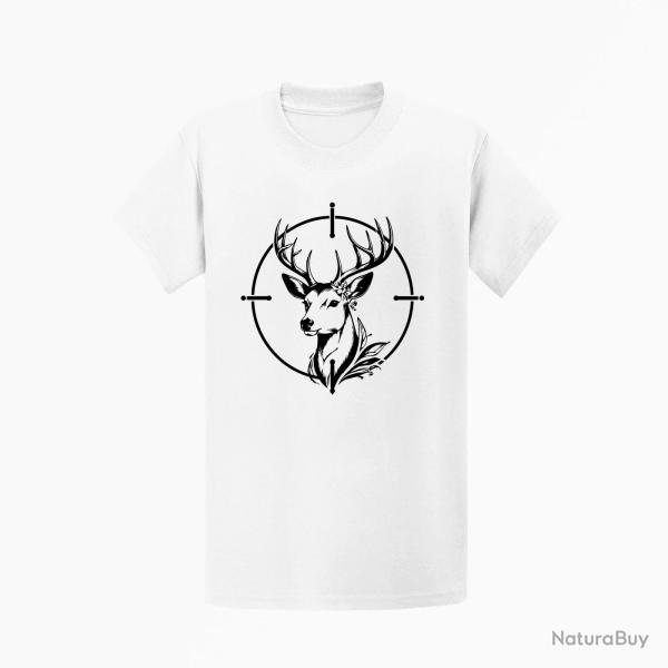 T-shirt Chasse Cerf floral Dans la mire Blanc