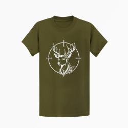 T-shirt Chasse Cerf floral Dans la mire Kaki / Blanc