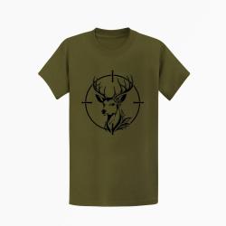 T-shirt Chasse Cerf floral Dans la mire Kaki / Noir