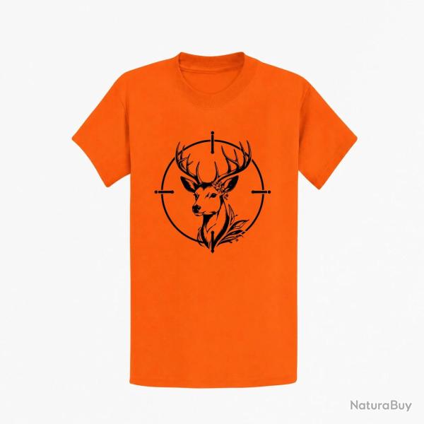 T-shirt Chasse Cerf floral Dans la mire Orange